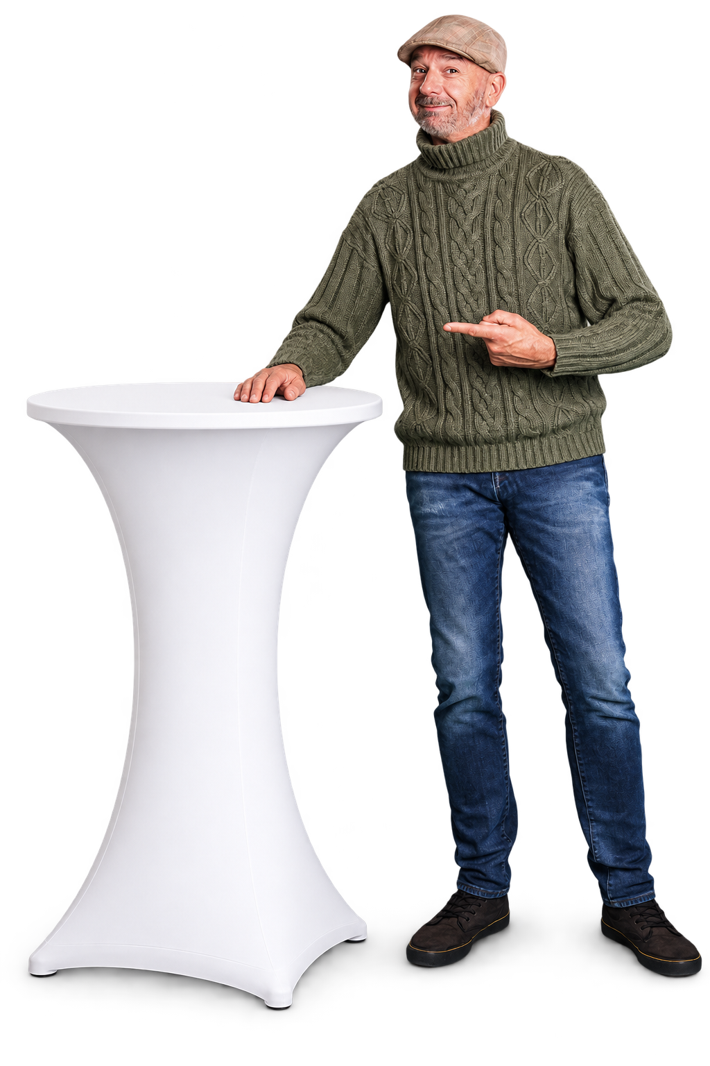 Bekanntes Gesicht von EventDesign ParkWest neben einem Stehtisch